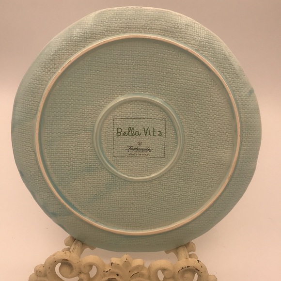 Set/2 Bella Vita Fortunata Blue Floral Ceramic Serving 11" Plates Made in Italy - Picture 4 of 8